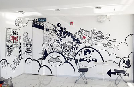 禄劝手绘墙并非传统涂鸦。